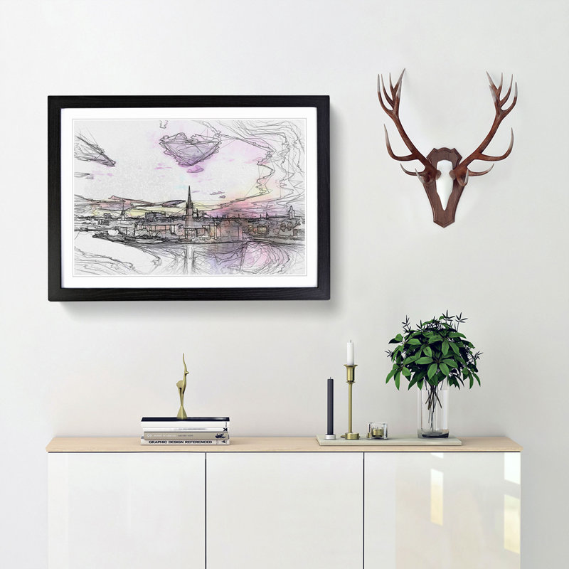 Stockholm in Sweden in Abstract - Framed Print, 27cm H x 36cm W x 2cm D, Black Framed