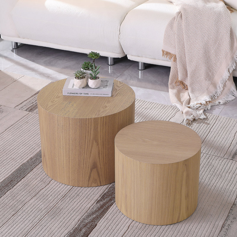 Ensemble de 2 tables d'appoint en MDF avec table d'appoint / table basse / table de bout / table gigogne