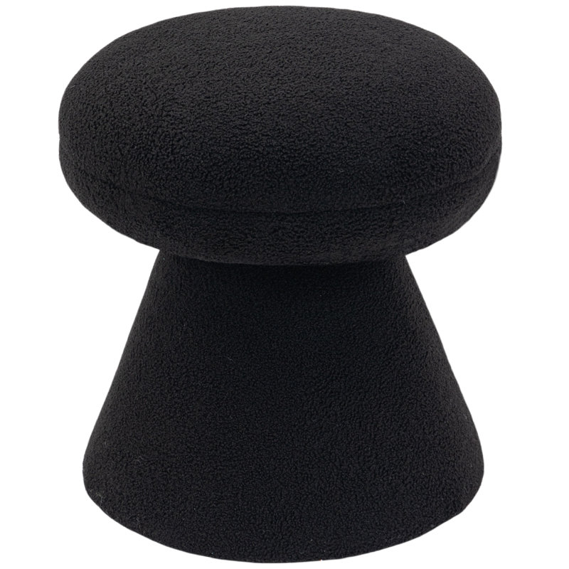 Hynda 18" Ottoman, Black Faux Shearling Teddy Fabric