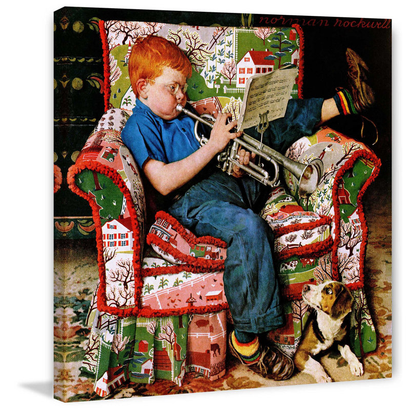 « trompetter » par norman rockwell, reproduction d’art sur toile tendue, 40 po x 40 po