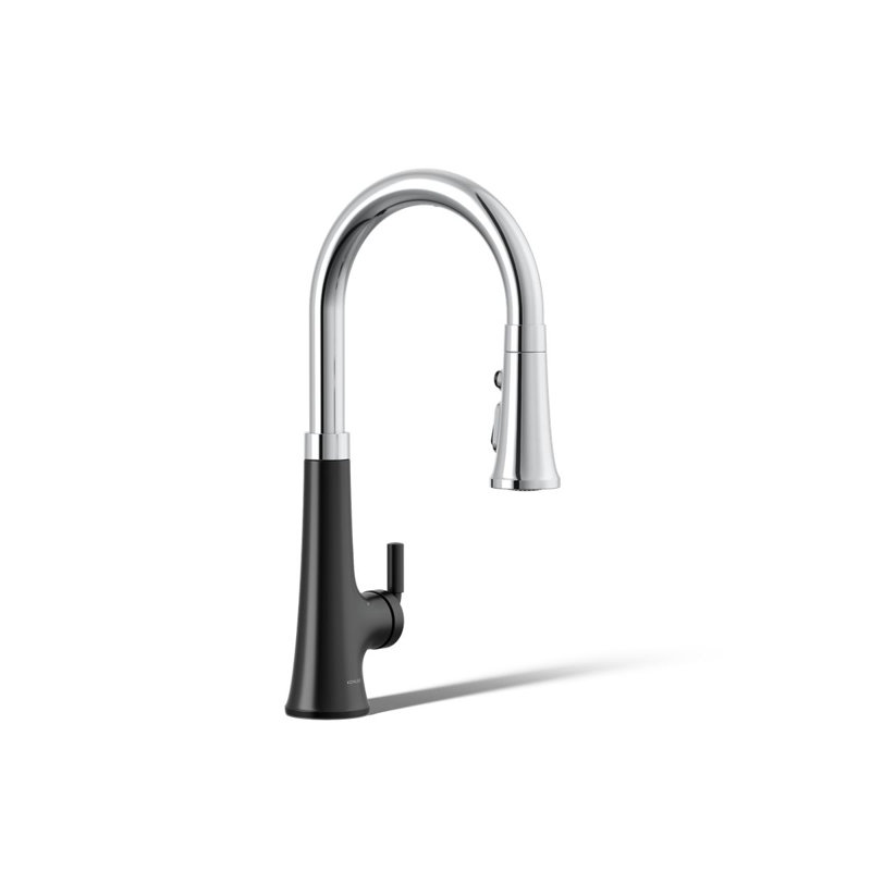 Tone Touchless Pull-Down Kitchen Sink Faucet with Three-Function Sprayhead, Polished Chrome/Matte Black