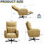 Fauteuil électrique inclinable électrique pivotant à 360 ° avec charge de type C, rembourré de velours pour le bureau personnel et le salon, jaune, fauteuil inclinable d'assemblage sans effort, installation rapide