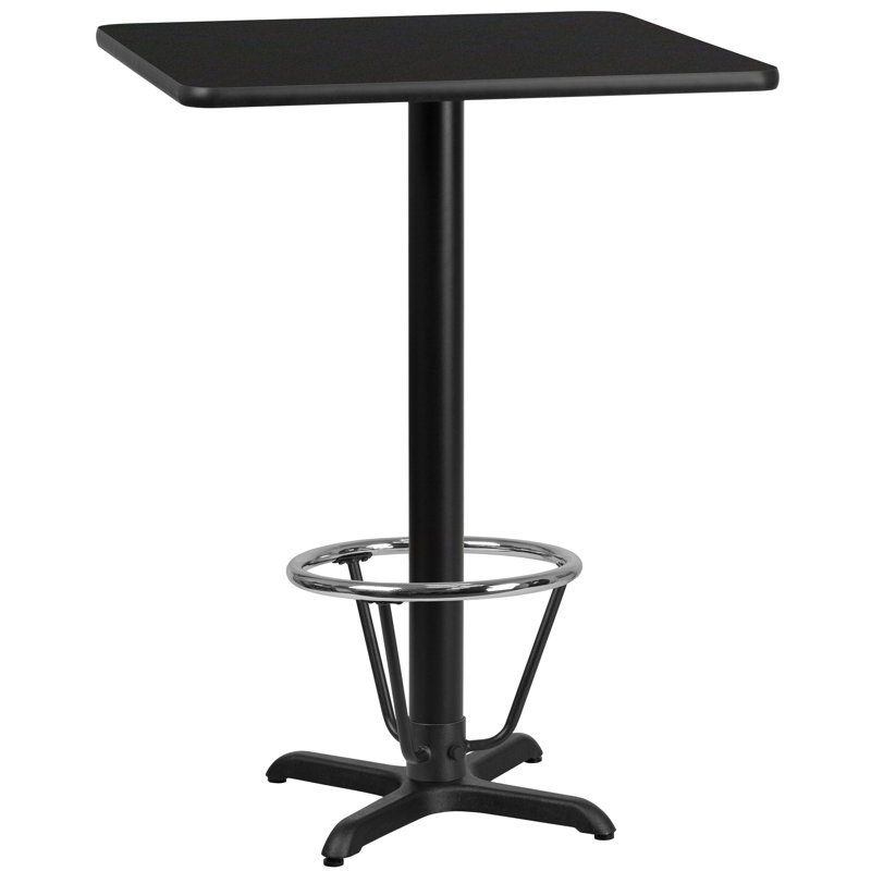 Plateau de table carré en stratifié 24 po Basler, H 43,125 po x l 30 po x P 30 po, Noir