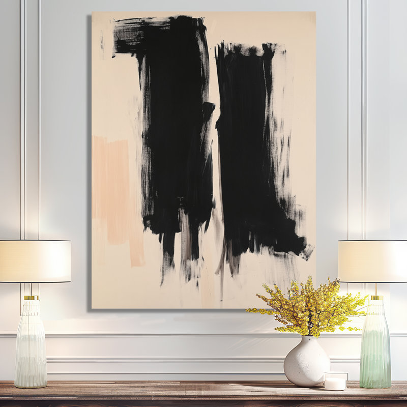 Coups de pinceau noirs audacieux - Décoration murale minimaliste abstraite en métal, H 32 po x l 16 po