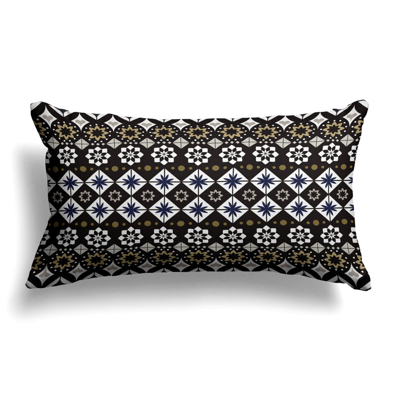 Shape Synergy  Rectangular Throw Pillow, Blue/Black
