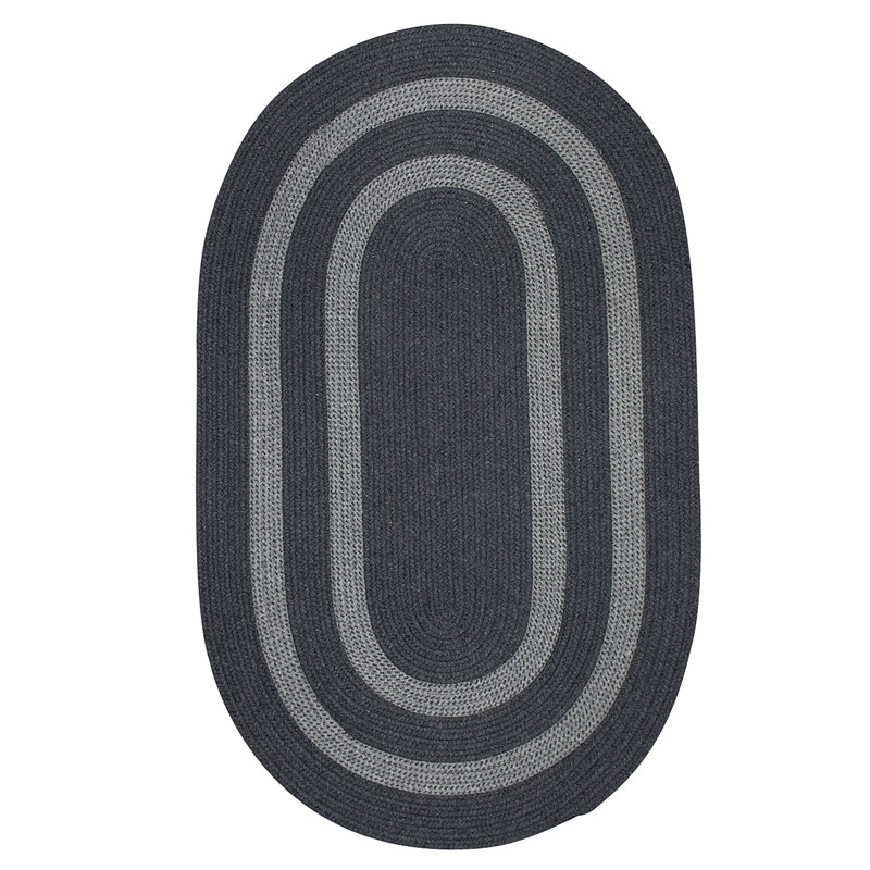 Van Cleef Hand-Woven Charcoal Area Rug, Oval 4' x 6'