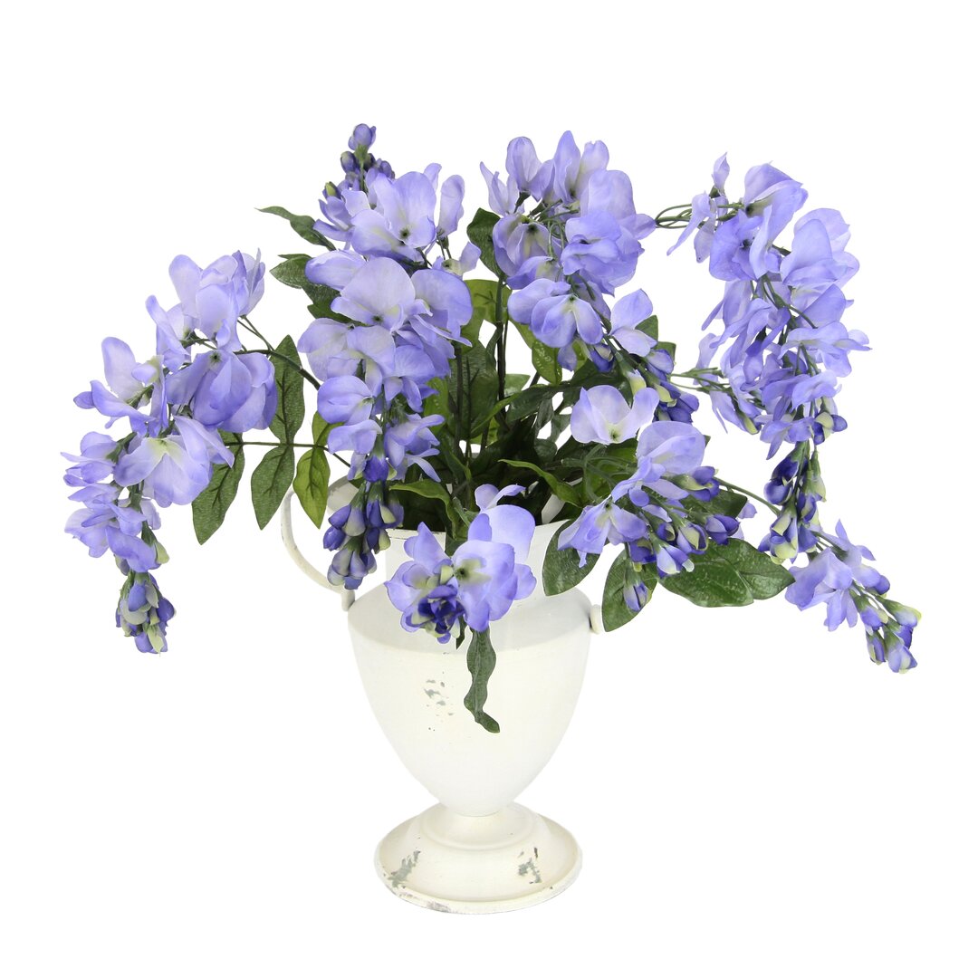 Kunstblume Goldregenbusch im Antik-Pokal aus Metall Seidenblume künstliche Wisteria Hochzeitsdeko