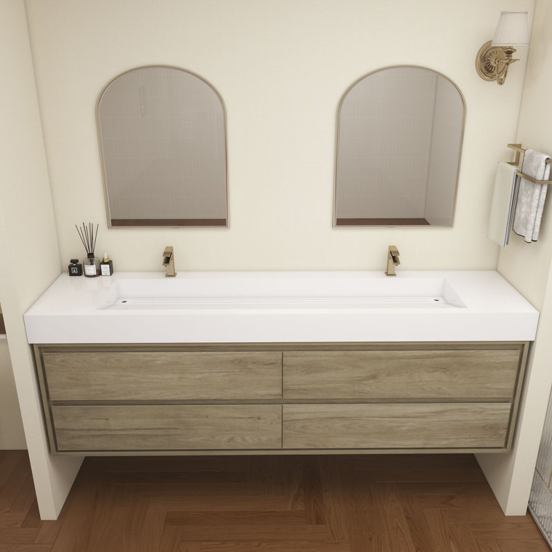 Victoria 84''Bathroom Vanity Base, White/Oak