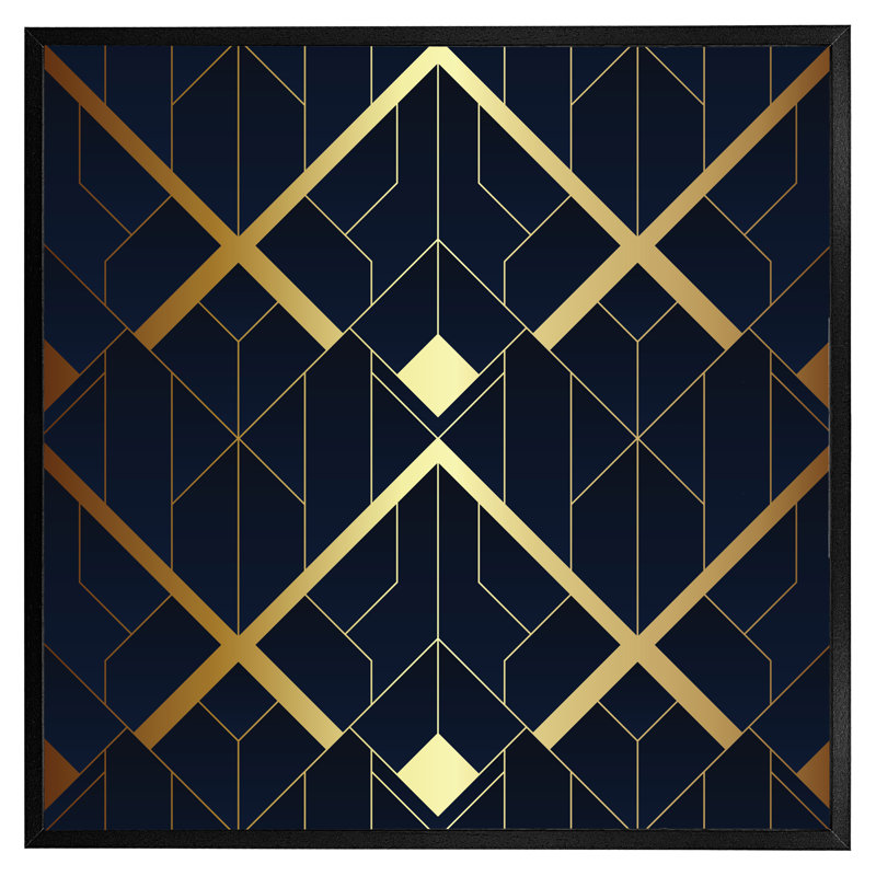Luxury Gold Art Deco - Single Picture Frame Print, 41cm H x 41cm W x 4cm D, Black