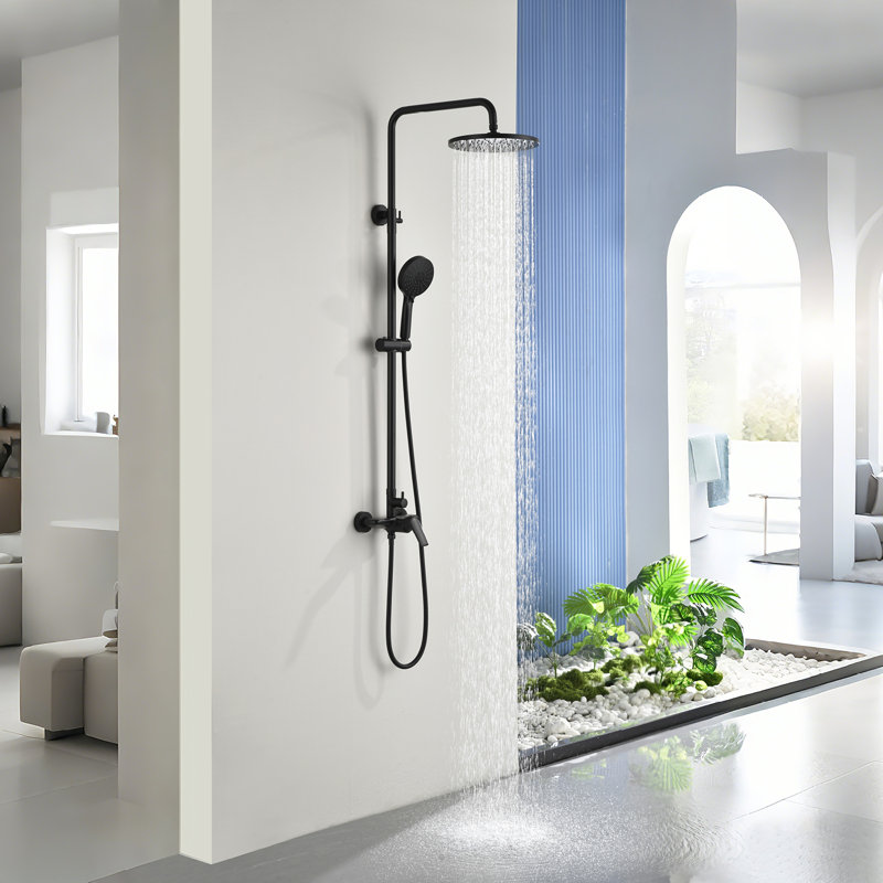 Outdoor Shower Fixtures Rain Shower Kit Faucet High Pressure Wall Mount 10 Inch Showerhead And Handheld Spray Combo, Single Handle