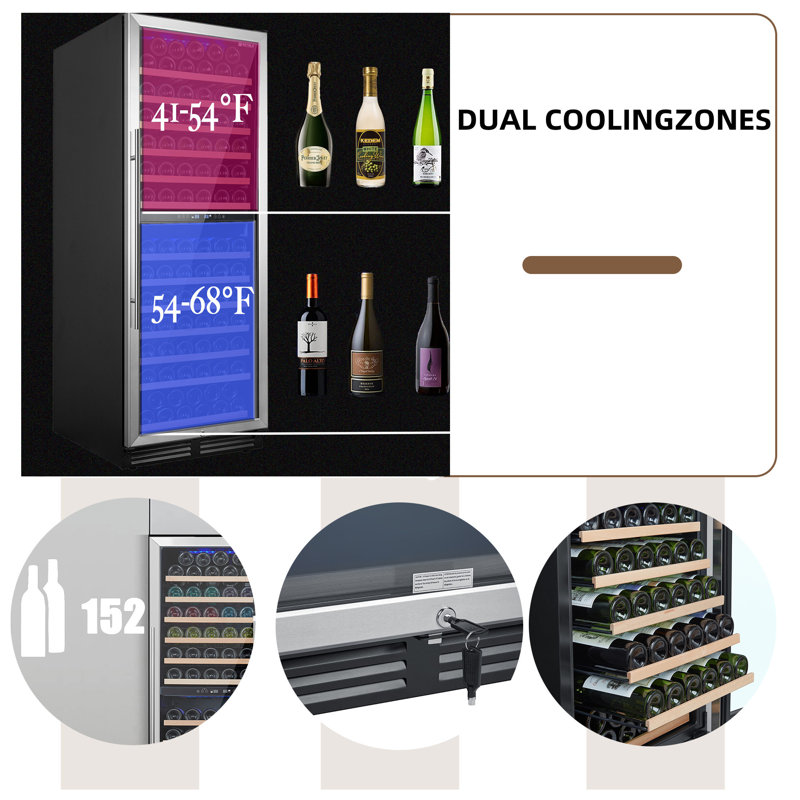 Réfrigérateur à vin autoportant à deux zones 23,4 po à deux zones MONSFEST