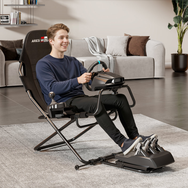 Foldable Racing Simulator Cockpit with Seat, Compatible with Fanatec, Thrustmaster, Logitech, Moza, PS5/PS4/Xbox/PC