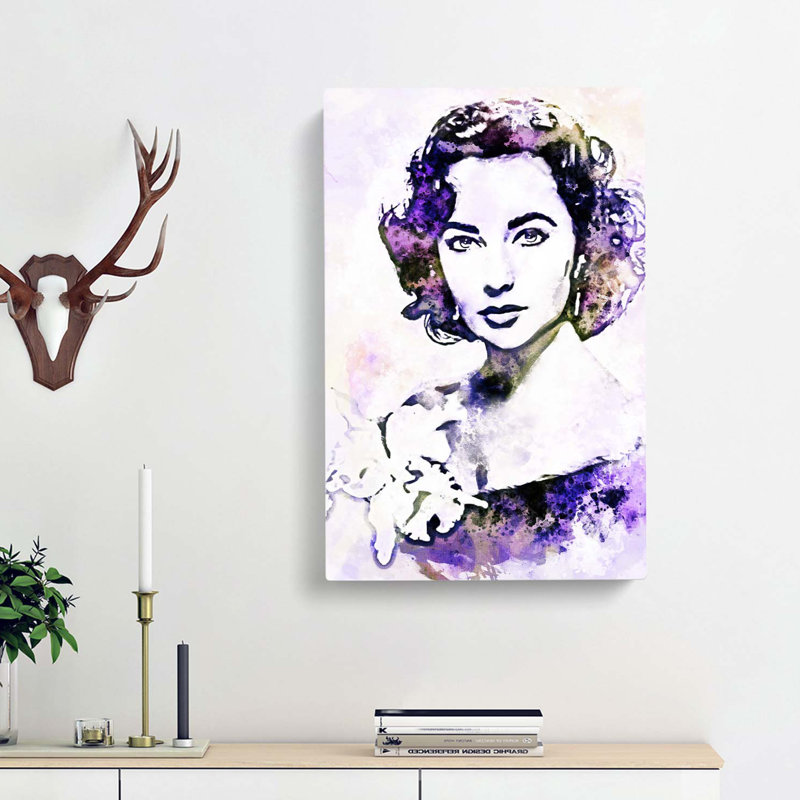 Elizabeth Taylor In Abstract - Wrapped Canvas Painting, 91cm H x 60cm W x 3cm D