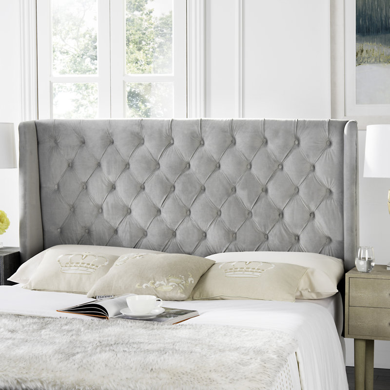 Bertlinde Upholstered Headboard, Queen, Velvet Pewter
