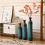 Ensemble de 3 vases en métal au feu de torche, grands vases de plancher à finition brûlée bleue pour décoration intérieure