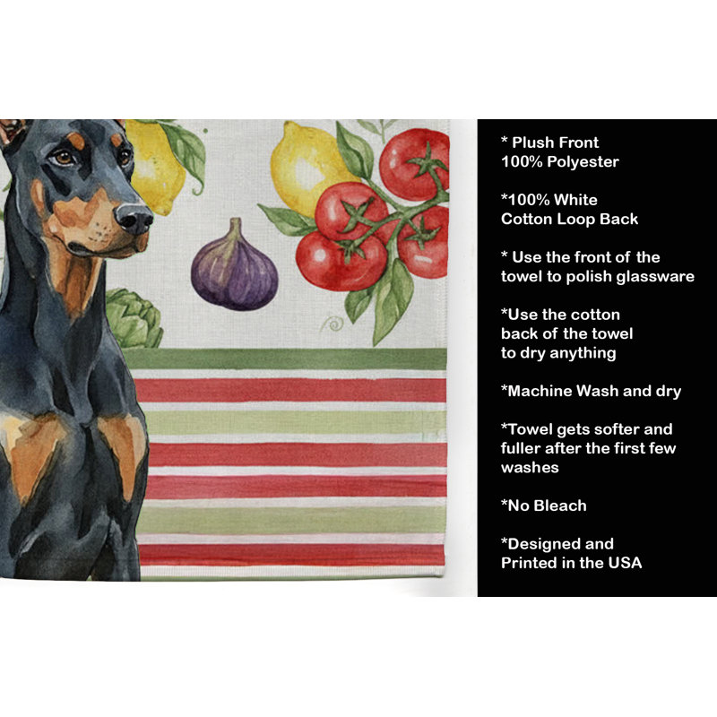Doberman Pinscher Vegetables Kitchen Towel, Doberman Pinscher