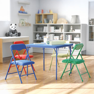 Simra Kids 5-Piece Vinyl Folding Daycare Table and Chairs Set by Isabelle & Max