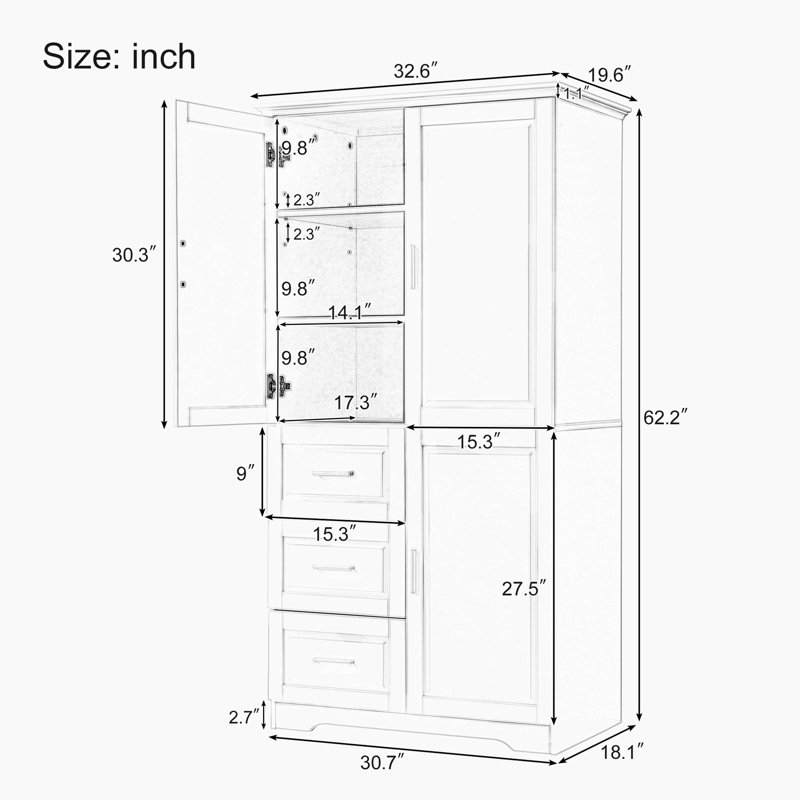 Donnavin 32.6'' Wide 3 - Drawer Storage Cabinet
