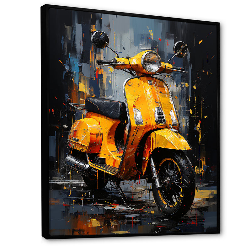 Edgy Scooter Graffiti Odyssey I sur toile, Cadre flottant noir, H 44 po x l 34 po x P 1,5 po