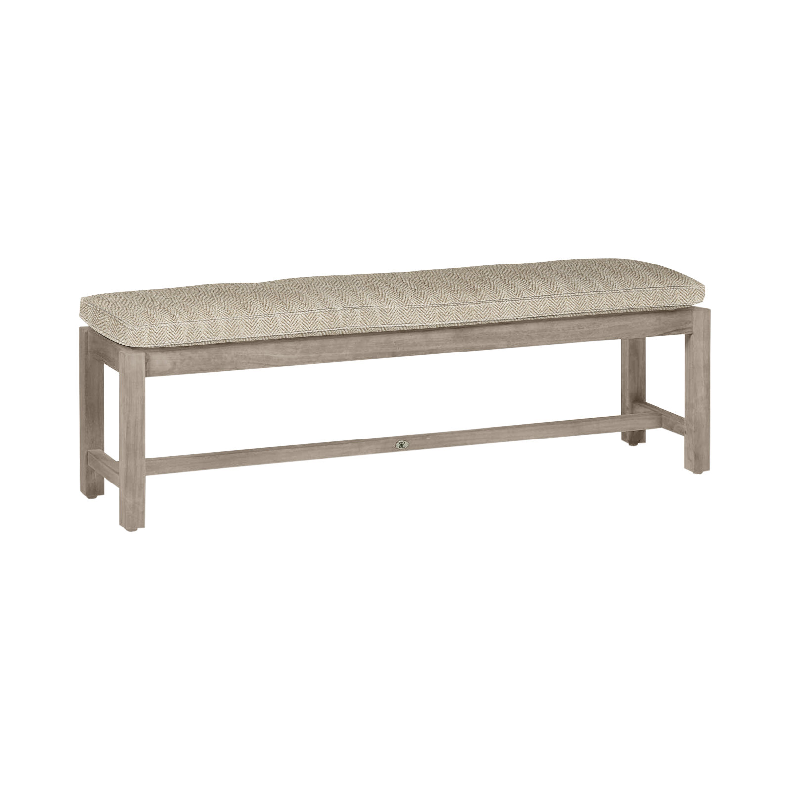 Club Outdoor Backless Bench 59 in., Oyster Teak, Welt, Herringbone Sand