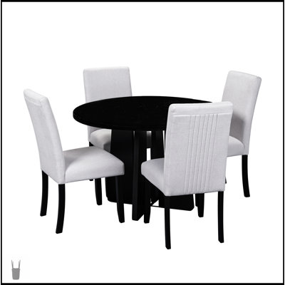 Ensemble de table de salle à manger 5 pièces avec table moderne de 43 pouces et 4 chaises rembourrées pour une salle à manger confortable et élégante