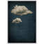 Œuvre de décorations murales minimalistes abstraites bleu foncé et bicolores - impression sur toile flottante-98126448-98126451