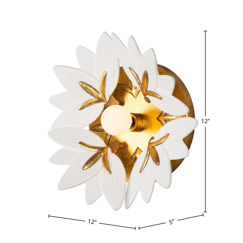 Bloom 12-in Gold Leaf/Bone China Wall Sconce