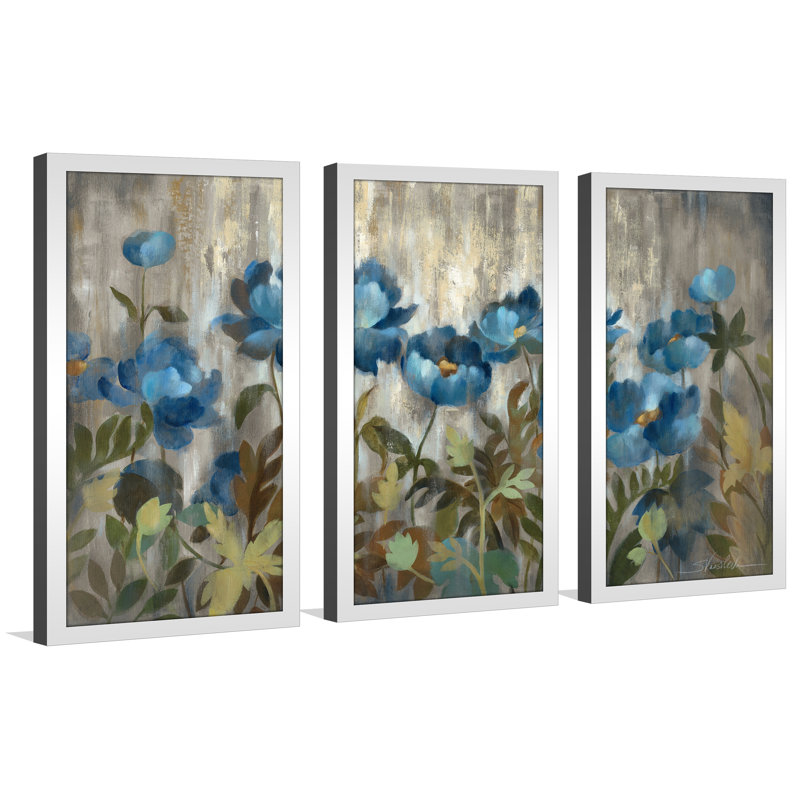 " Silver And Sapphire " 3 - Pieces, 25.5" H x 40.5" W x 1" D
