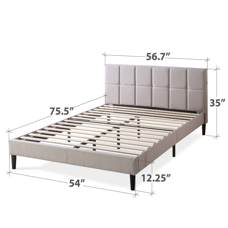 Upholstered Platform Bed, Beige, King