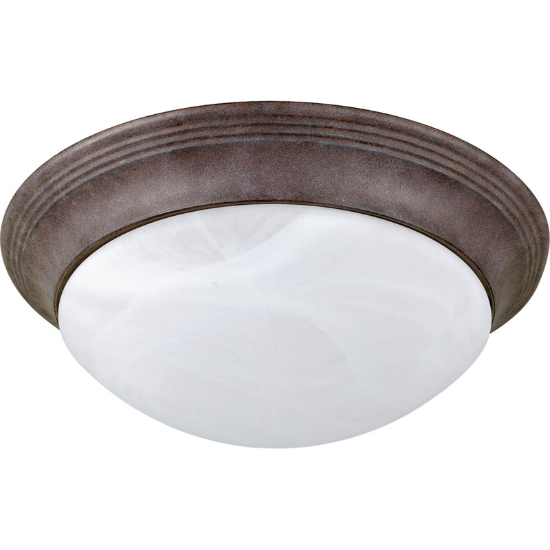 Plafonnier encastré bol simple à 3 lumières, Nickel brossé, H 5 1/2 po x l 16 5/8 po x P 16 5/8 po