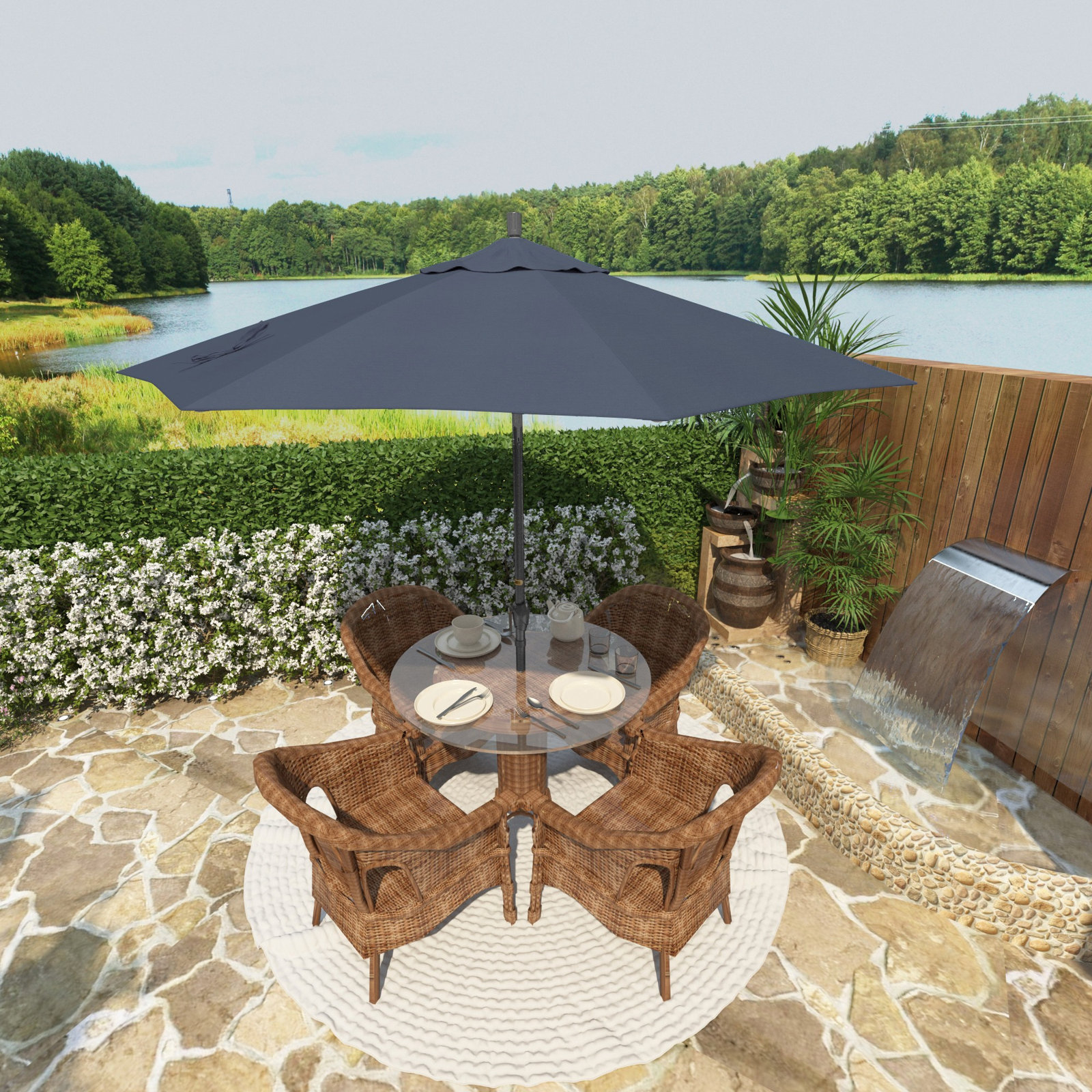 Lexia 90'' Sunbrella® Outdoor Umbrella, Canvas Regatta Sunbrella® Canvas