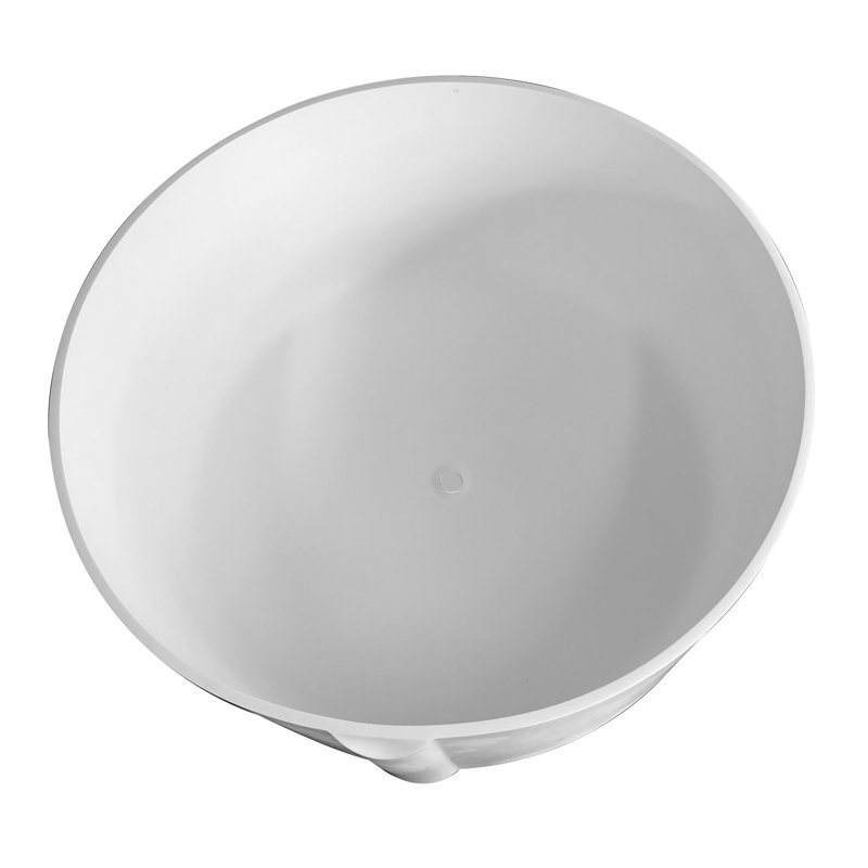 Kingston Brass Arcticstone 51-Inch Solid Surface Round Double Ended Freestanding Tub with Drain