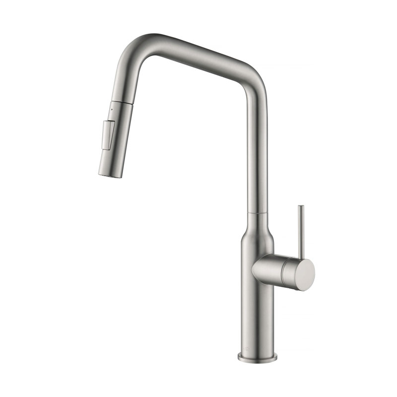 KIBI Macon Pull Down Kitchen Faucet, Brushed Nickel, Without Soap Dispenser