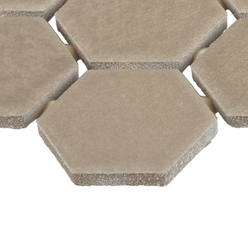 Itona 1-1/2" x 1-1/2" Ceramic Hexagon Mosaic (12 PC per Carton) (9.72 SQFT per Carton), Taupe