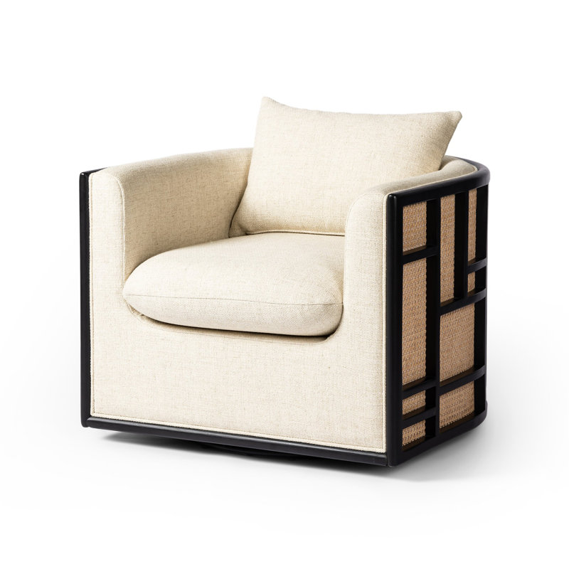 June Swivel Armchair, Thames Cream Polyester Blend
