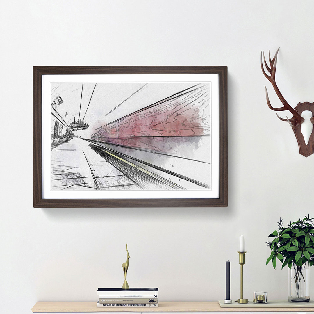 The Blur of the London Underground in Abstract - Picture Frame Drawing Print