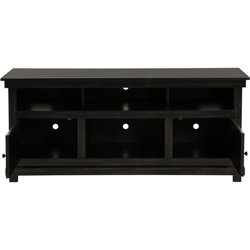 Meuble télé pour téléviseur à écran plat de 65 po avec deux tablettes ouvertes et six compartiments de style moderne en bois rugueux 60 69 Tvs