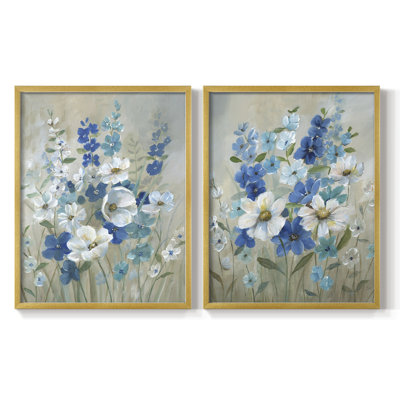 Impression encadrée Blue Garden I-Premium - prête à être accrochée - aucun clou requis - aucun clou requis
