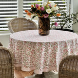 Beatrice Round Tablecloth - Pink And Green