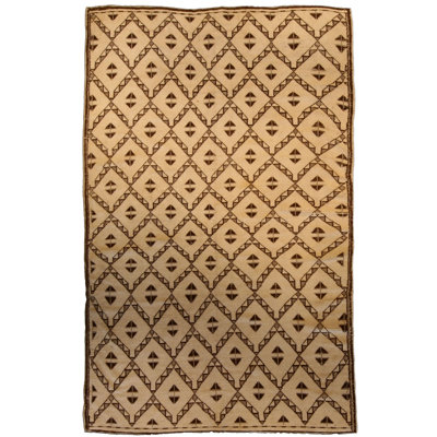 Vintage One-of-a-Kind Rectangle 6'2" X 9'8" 1940s Wool Area Rug in