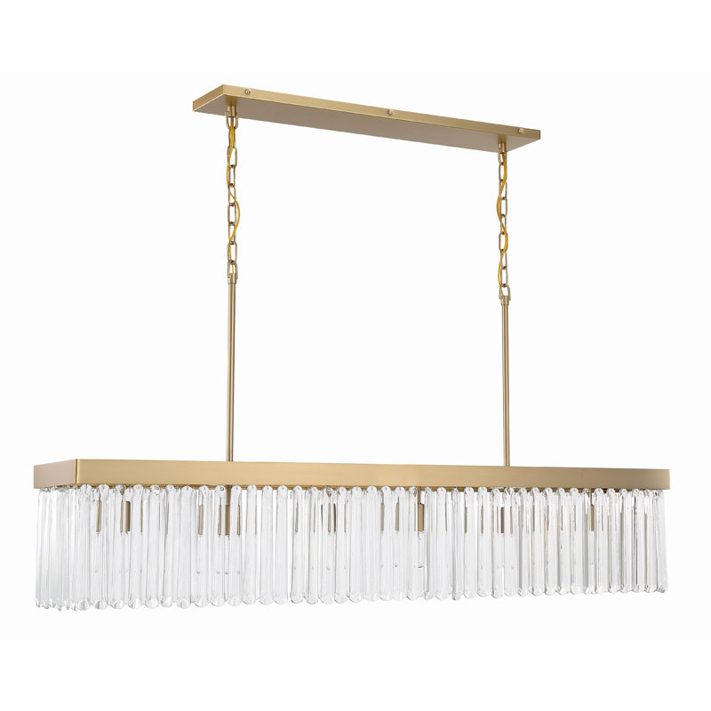 Sharee 6 Light Black Forged Linear Chandelier, Gold