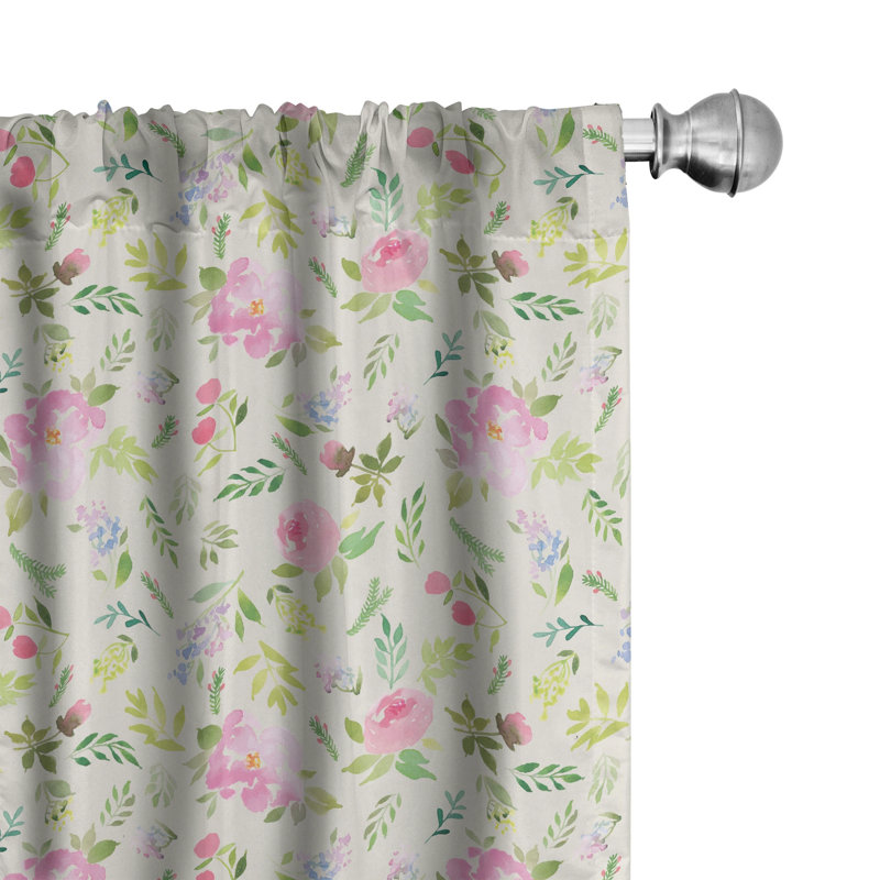 Floral Semi-Sheer Rod Pocket Curtain Panels, 28" x 63"