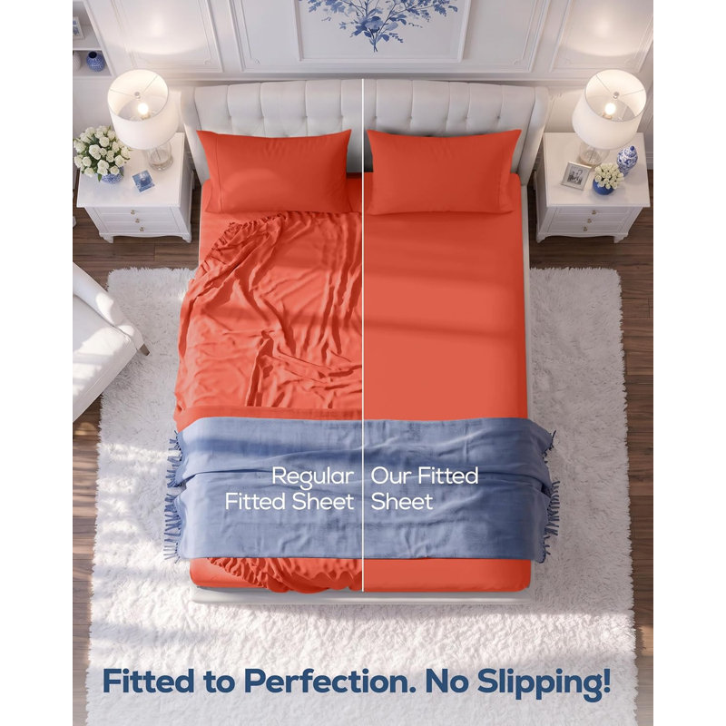 Drap-housse Utopia Bedding - Drap-housse - Poche profonde - Microfibre douce - Résistant au rétrécissement et à la décoloration - Entretien facile - 1 drap-housse seulement (Corail)