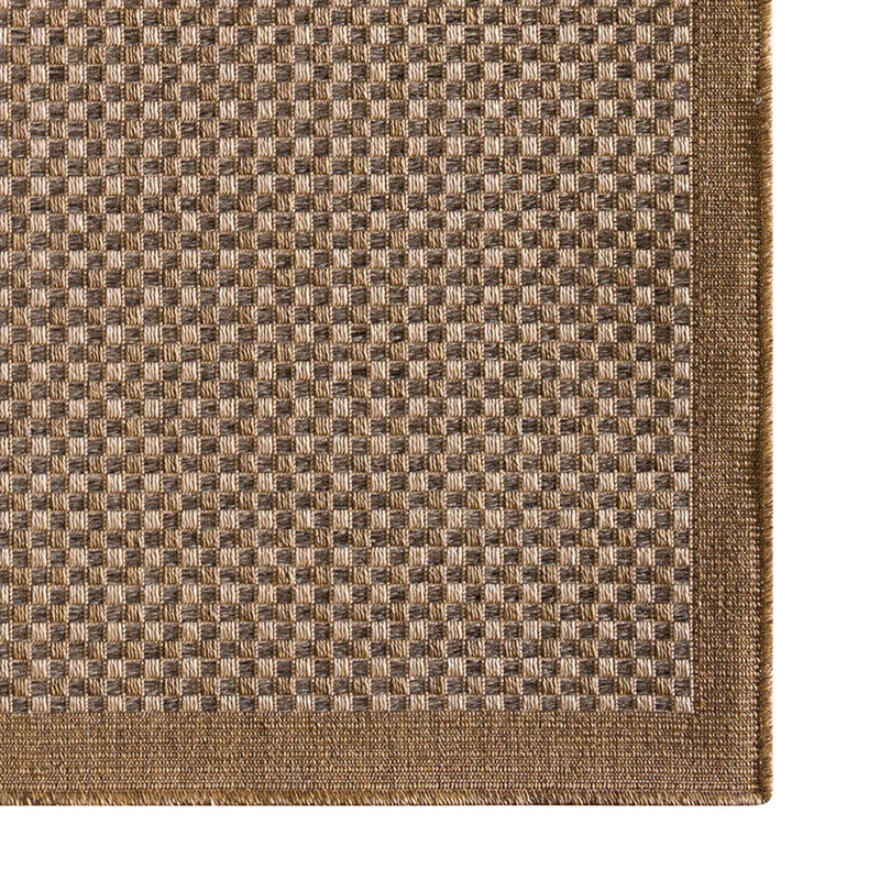 Tapis d'intérieur / extérieur en polypropylène tissé à la machine en patchwork brun clair naturel / brun Macri