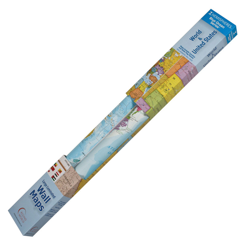 Round World 48'' W x 38'' H Dry Erase And Laminated Road Map