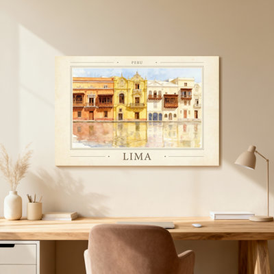 Scenic &Cityscapes Lima Peru Colonial Architecture Water Reflections Art Print