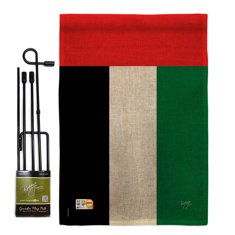 Émirats arabes unis the world national impressions en toile jute à 2 côtés 19 x 13 po ensemble de drapeau