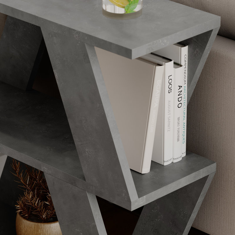 Adriana Side Table Modern Compact Design for Living Room & Bedroom, Retro Grey