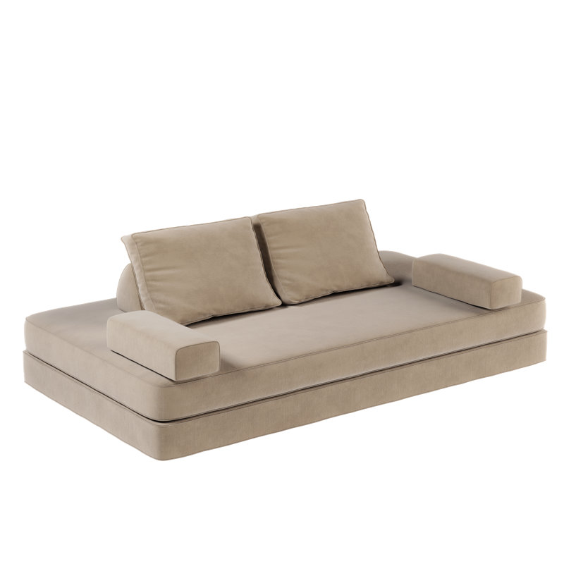 Tessaro 86.6" Multifunctional Convertible Sofa Bed With Chenille Fabric And Ergonomic Support, Camel