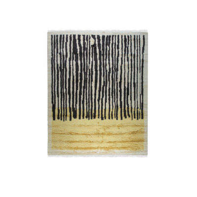 Shondalyn Yellow Hand Knotted Wool Contemporary Abstract Area Rug